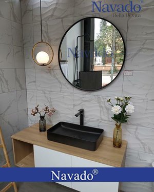 Gương phòng tắm nghệ thuật Optima viền đen D80cm