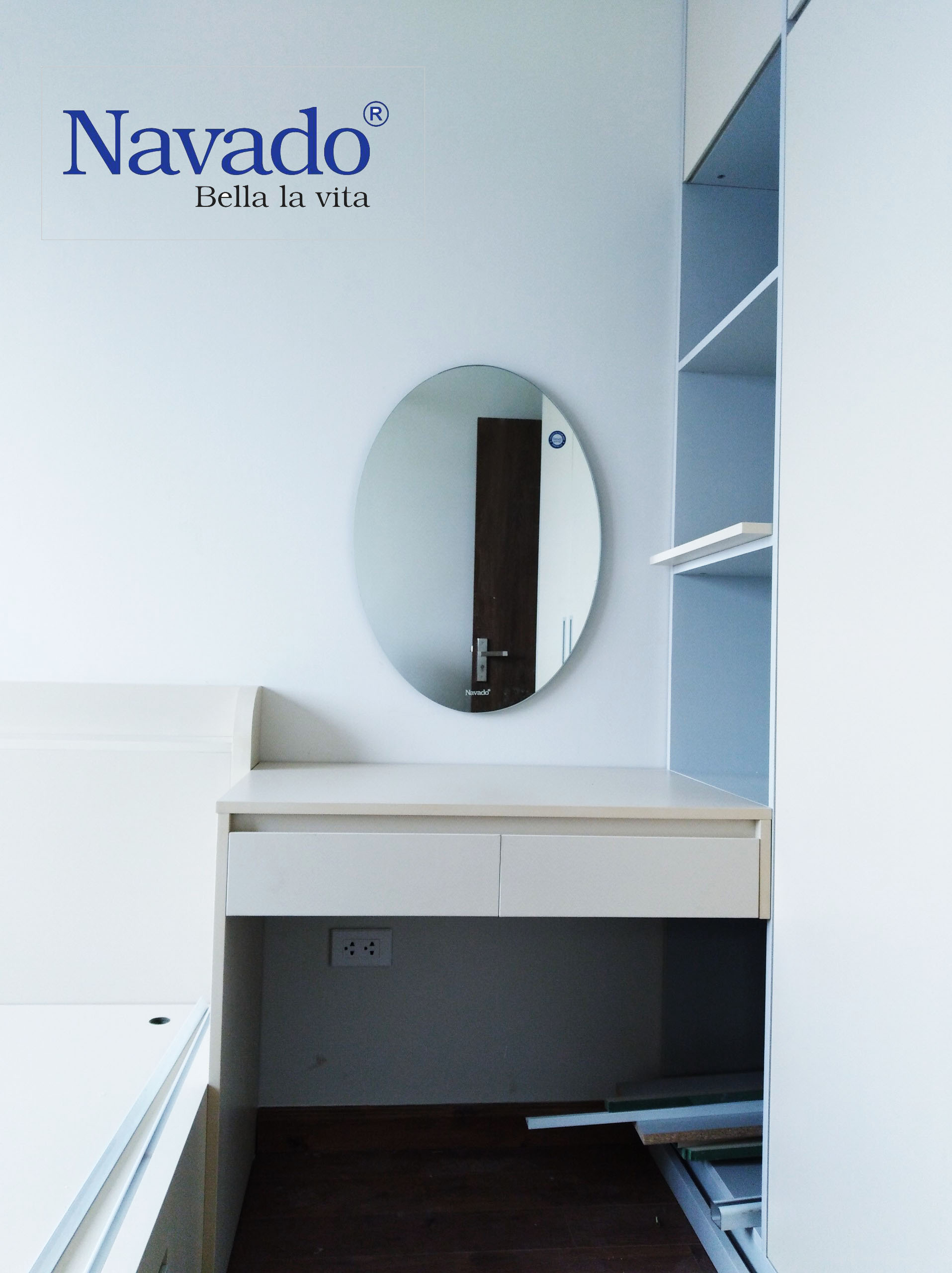 Gương Bỉ elip bàn trang điểm Navado Đà Nẵng - Gương phòng tắm Đà Nẵng