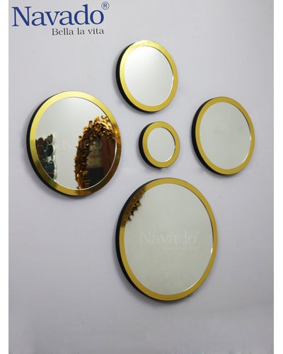 Bộ 5 gương decor home tròn viền vàng navado