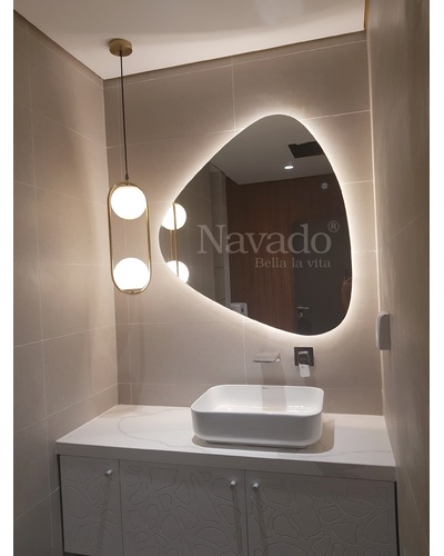 Gương phòng tắm decor hình viên đá Navado