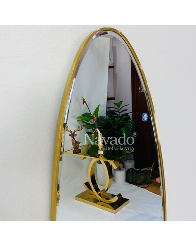 Gương soi toàn thân oval viền inox mạ vàng Navado Bình Phước