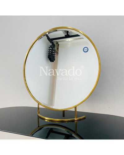 Gương trang điểm để bàn khung mạ vàng Gwen Navado