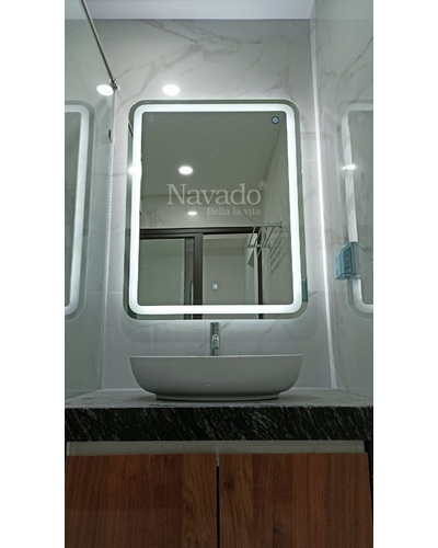 Gương đèn led phòng tắm hình chữ nhật cảm ứng NAV1012