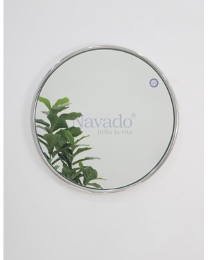 Gương tròn khung inox mạ bạc The Moon phòng tắm Navado