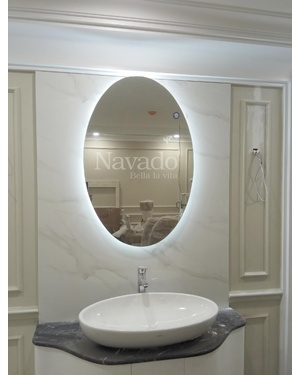 Gương phòng tắm treo tường Oval đèn led hắt sáng