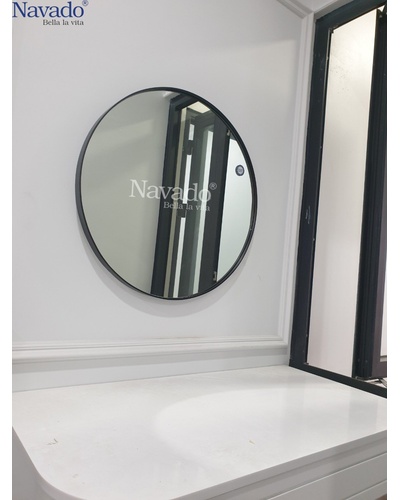 Gương tròn trang điểm khung inox mạ đen Navado NAV603