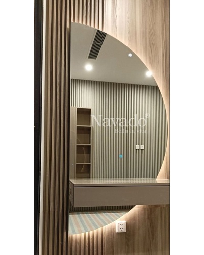 Gương decor bàn trang điểm hình bán nguyệt đèn led Navado
