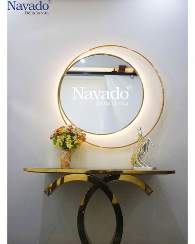 Gương trang điểm đèn led mạ vàng Anley Navado