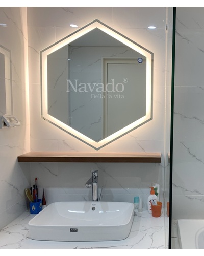 Gương phòng tắm đèn led lục giác Navado NAV1023