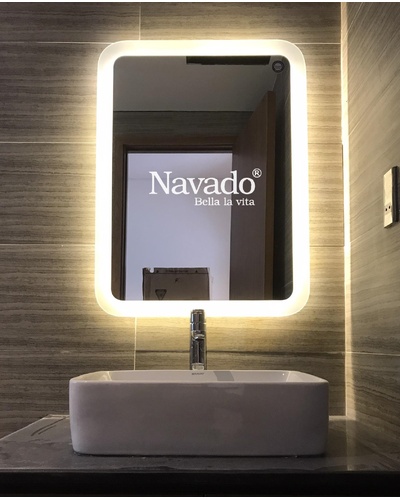 Gương phòng tắm đèn led hình chữ nhật bo góc Navado NAV1014