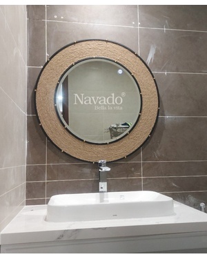 Gương tròn dây thừng decor phòng tắm Navado