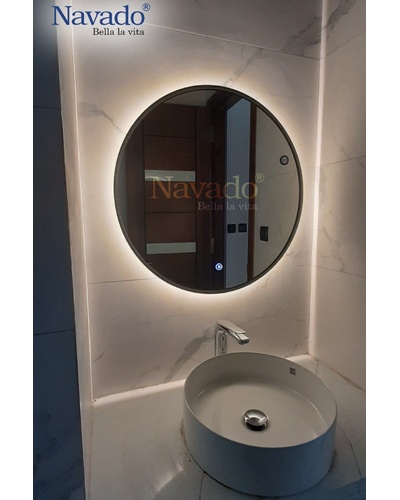 Gương phòng tắm đèn led viền inox mạ pvd Navado