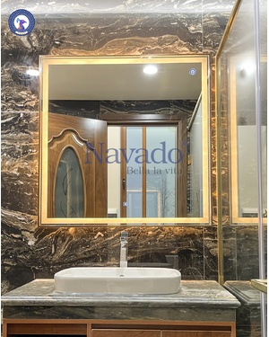 Gương phòng tắm đèn khung inox mạ pvd Navado