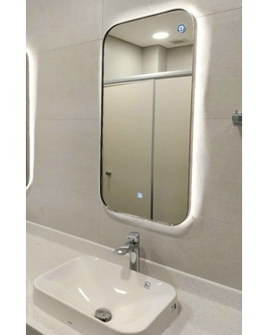Gương phòng tắm đèn led chữ nhật viền inox mạ pvd Navado