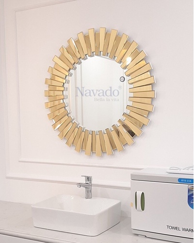 Gương phòng tắm nghệ thuật Mystery viền vàng Navado