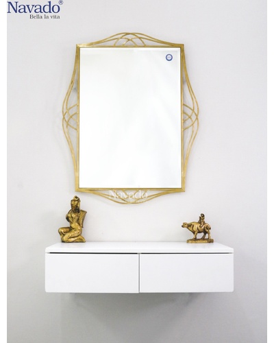 Gương phòng tắm khung inox mạ vàng cao cấp Nya Navado