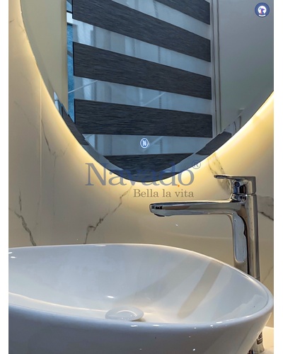 Thiết kế gương phòng tắm hình viên đá đèn led Navado