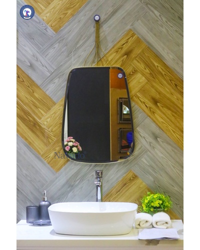 Gương treo phòng tắm viền inox vàng Fan Navado