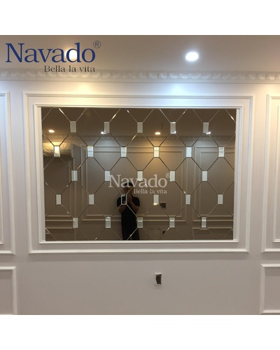 Gương ghép tường trang trí phòng khách Navado