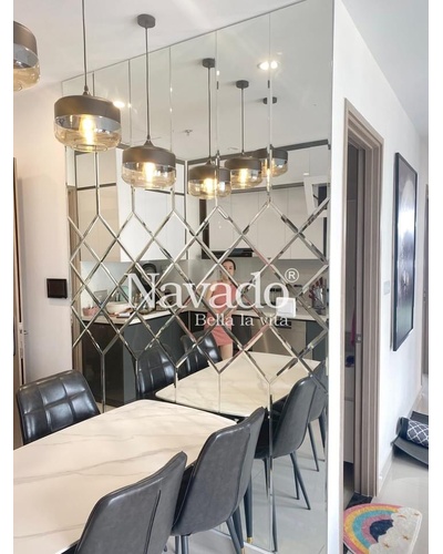 Gương ghép ô dán tường phòng ăn Navado