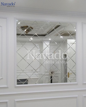 Gương ghép tường phòng khách hình quả trám Navado