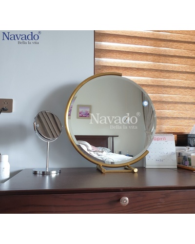 Gương trang điểm để bàn mạ vàng cao cấp Kamar Navado