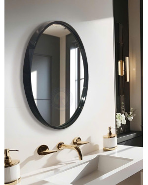 Gương nhà tắm hình tròn viền inox đen Optima NAV 3024-IN