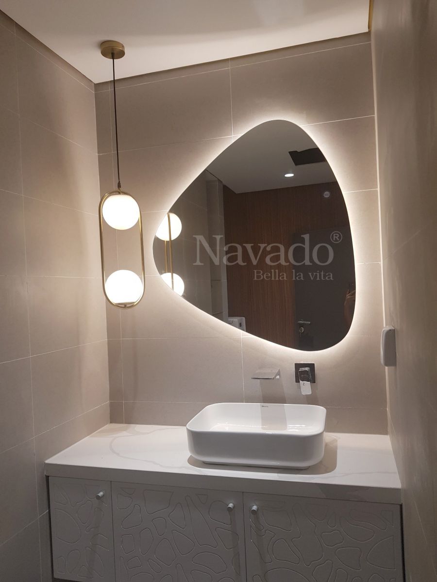 Rock shape led mirror for modern bathroom