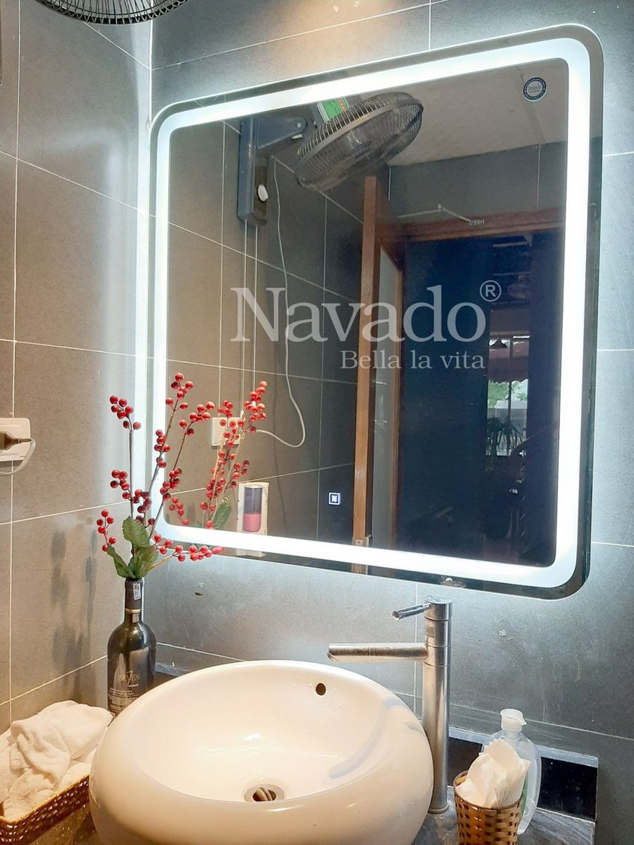 Gương Bỉ đèn led vuông phòng tắm